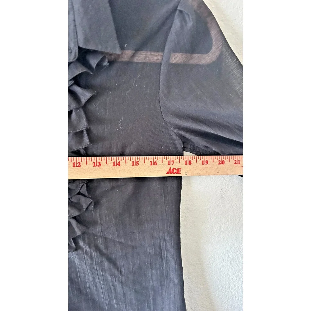 Free People Whimsgoth Grunge Festival Black Ruffle Front Sheer Popover Top SZ S